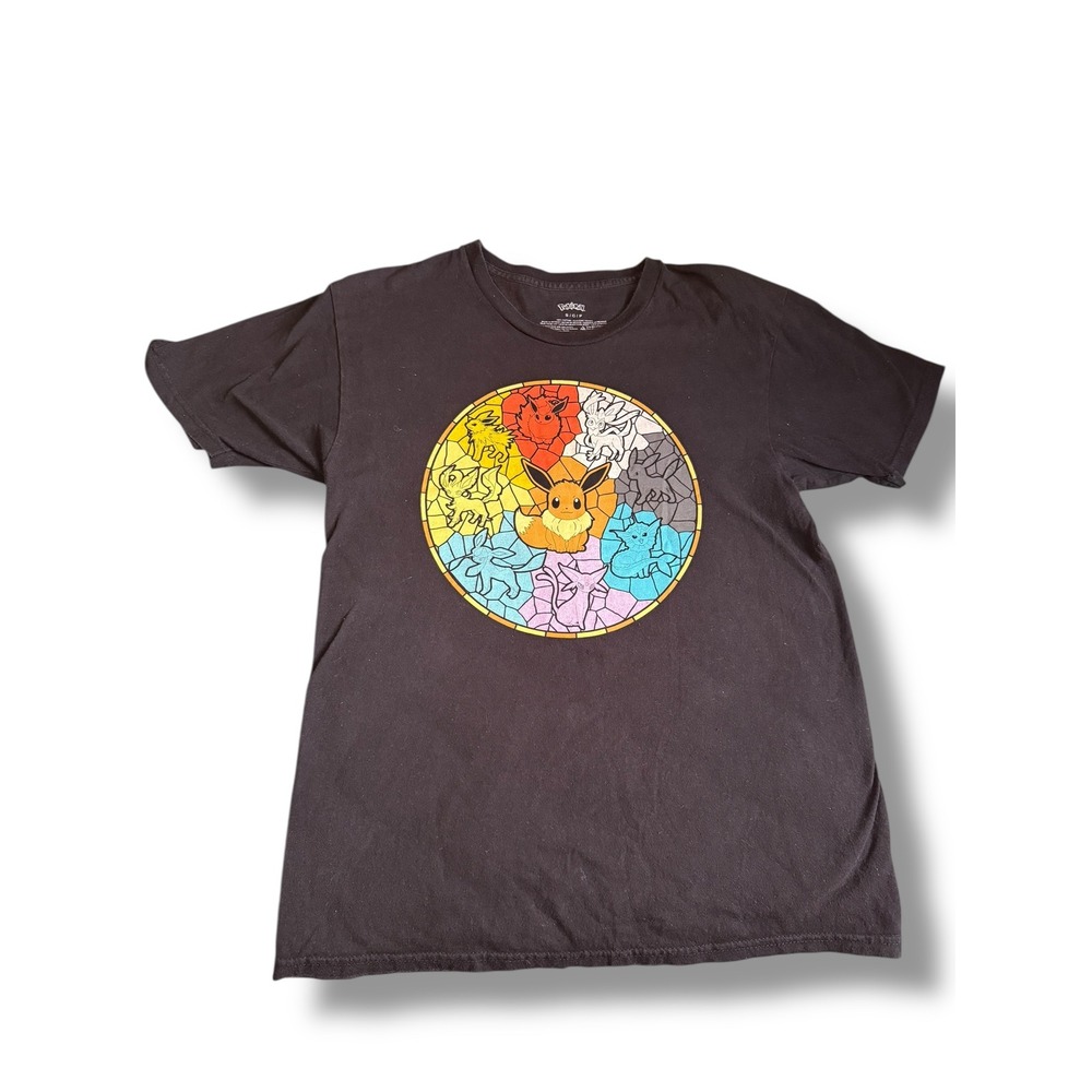 Pokemon Eevee Evolution Graphic Tee Black Short Sleeve T-Shirt Small